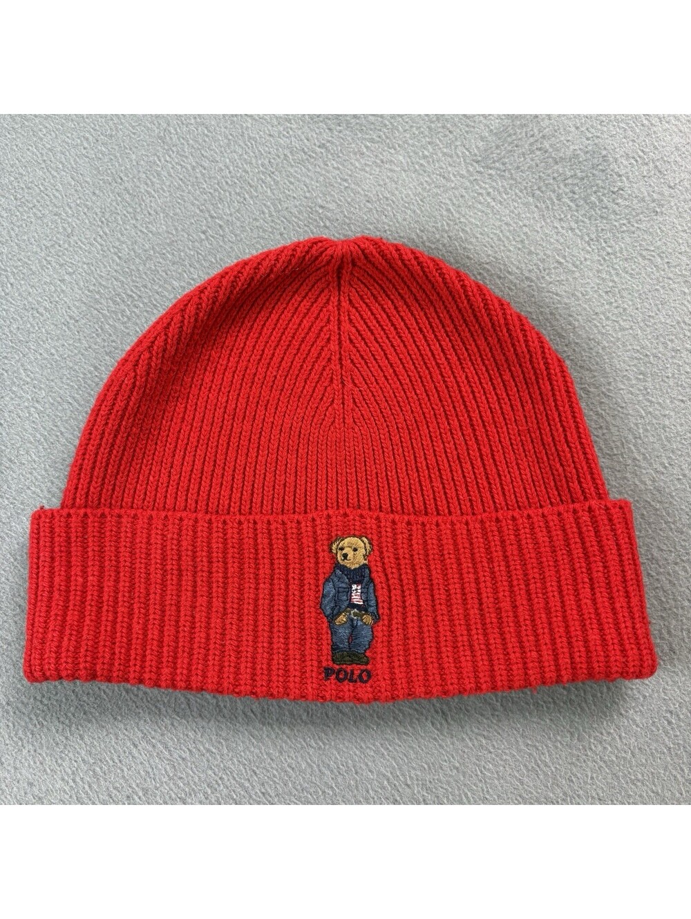 Polo Ralph Lauren Teddy Bear Beanie Hat Red